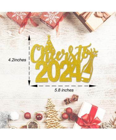 Cheers to 2024 Cake Topper Gold Glitter Happy New Year Cake Picks for New Year Eve Christmas Holiday Party Decorations - Buy Online on GoSupps.com