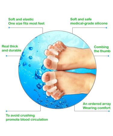 Beanion Toe Separators Pedicure Bunion Correctors Plantar Fasciitis Inserts Hammer Toe Straightener Heel Protectors Stretchy for Runner Yoga White