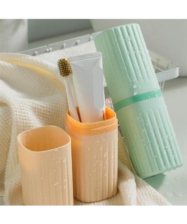 Travel Toothbrush Holder Set - Portable Wash Cup & Toothpaste Organizer - Green Color - Buy Online on GoSupps.com