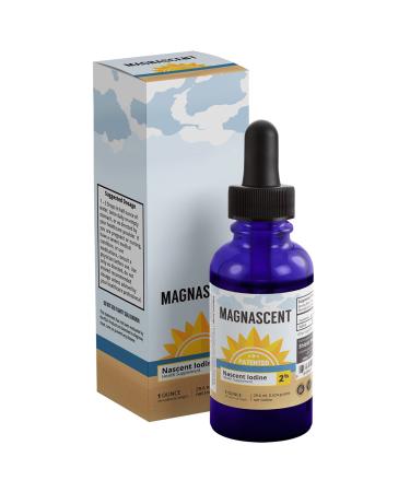 Magnascent High Potency 2% Nascent Iodine Supplement - Supports Thyroid Health Liquid Formula Non-GMO Gluten-Free Vegan Glass Bottle with Dropper 1 oz 1 Ounce (Pack of 1)