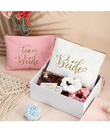 24 Pcs Team Bride Bridesmaid Gift Set - Bachelorette Party Favor, Wedding Supplies - 8 Makeup Bags, 8 Scrunchies, 8 Cards (Sweet Colors, Classic Style) - Buy Online on GoSupps.com