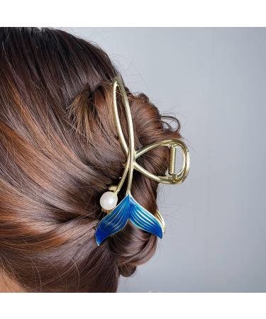 6PCS Metal Flower Hair Claw Clips Set - Vivid Tulip Rose Sunflower Fishtail Butterfly Hair Accessories for Women and Girls - Buy Online on GoSupps.com