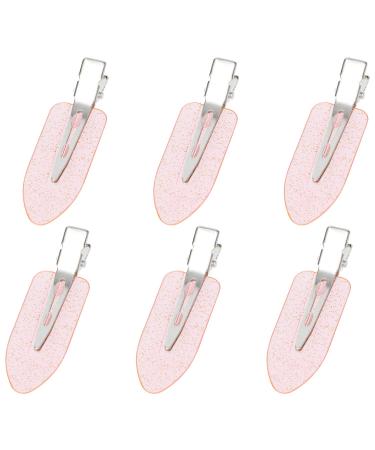 Mini Skater 6Pcs No Bend Hair Clip Makeup Pin Curl Clips No Crease Hair Clip for Hairstyle Bangs Waves Styling Hair Salon (Glitter Pink)