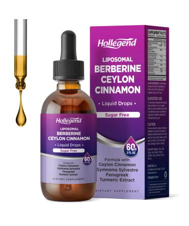 Liposomal Liquid Berberine Drops Sugar Free Berberine Extract with Ceylon Cinnamon Supplement for Adults Immune & Digestive Support Natural Lemon Flavor 2 FL OZ