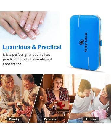 10pcs Professional Manicure Set - Stainless Steel Nail Clippers & Pedicure Tools for Travel (Blue) - Buy Online on GoSupps.com
