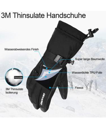 Yobenki Ski Gloves - Warm 3M Thinsulate Snowboard Gloves for Men with Touchscreen | Winter Outdoor Gear (-34 /-30 ) - Anti-Rolling Black L - Buy Online on GoSupps.com