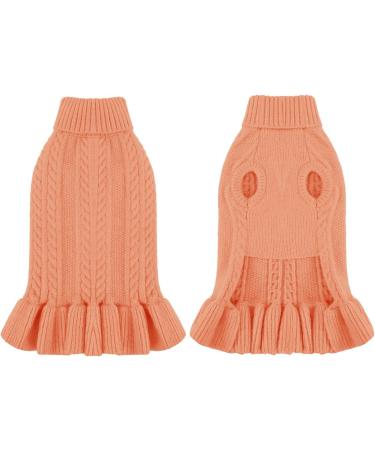 ALAGIRLS Winter Turtleneck Dog Sweater | Medium Dogs | Warm & Breathable | for Yorkie, Shih Tzu, Dachshund, Chihuahua, Bulldog | LightOrange - Size M - Buy Online on GoSupps.com