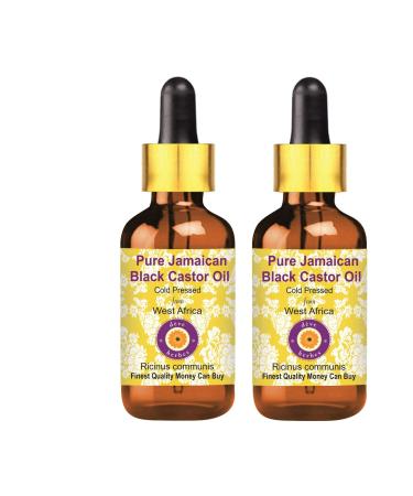 Deve Herbes Pure Jamaican Black Castor Oil (Ricinus communis) with Glass Dropper Infused (Pack of Two) 100ml X 2 (6.76 oz)