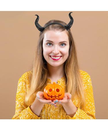 Lurrose Black Devil Horn Headband Demon Horns Headband Black Horn Headpiece Black Horns Accessory Halloween Costume for Party Halloween Cosplay - Buy Online on GoSupps.com