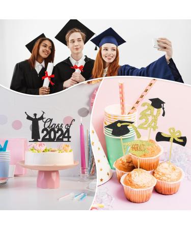 2024 Graduation Cupcake Toppers Gold and Black Glitter Class of 2024 Cake Toppers 2024 Grad Cap Cake Decorations for 2024 Graduation Theme Party Supplies A6-SLBYCP - Buy Online on GoSupps.com