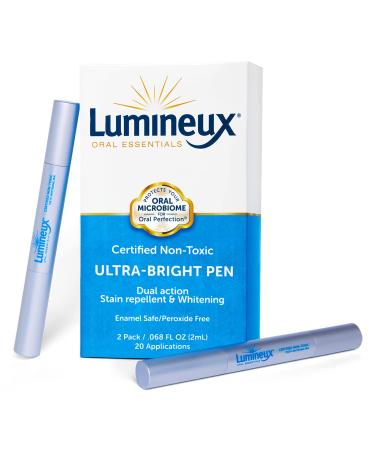 Lumineux Bright Pen 2-Pack - Enamel Safe for Whiter Teeth - Whitening Without the Harm - Dual Action Stain Repellant and Whitener - Dentist Formulated and Certified Non-Toxic - Travel-Friendly