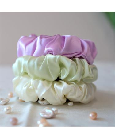 100% Silk Scrunchies for Women | Strong Hold Hair Ties | Soft Elastic Ponytail Holders in Lavender | Stylish Hair Jewelry - Buy Online on GoSupps.com