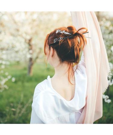 Hairpin 4 Line Sense Metal Hairpin Antique Style Line Hairpin Hairpin Coiffure Hairpin Girls Hair Accessories Imaginative Vintage Premium Sense Cheongsam Accessories (Silver White + Black) - Buy Online on GoSupps.com