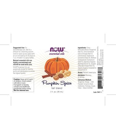 Now Foods Pumpkin Spice Essential Oil 1 fl oz - Aromatherapy & Natural Fragrance - Buy Online on GoSupps.com