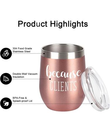 GTmileo Clients Gifts: Stainless Steel Insulated Wine Tumbler - Perfect Christmas & Birthday Gifts for Coworkers, Social Workers, Hairdressers, Lawyers, Realtors - 12oz Rose Gold - Buy Online on GoSupps.com