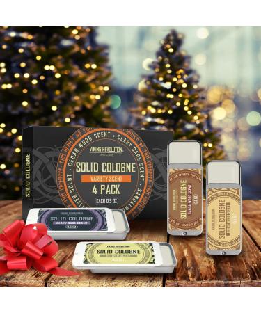 Viking Revolution 4 Pack Men's Solid Colognes 0.5 Oz - Cedar Wood, Clary Sage, Vetiver, Sandalwood - Men's Balm Cologne Set - Buy Online on GoSupps.com