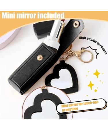 Buy Lipstick Purse & Case - 2PCS Portable Lipstick Holder Set with Heart Mirror | Stylish Gift for Women - Black & White - Buy Online on GoSupps.com