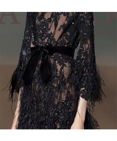 FQTANJU 2 Yards Black Ostrich Feather Fringe Trim Ribbon for Sewing, Crafts, and Clothing DIY - Buy Online on GoSupps.com