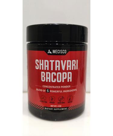 Mecisco 6in1 Shatavari Powder Organic - Blended with Shatavari Root Bacopa Monnieri Ashwagandha Root Vitex Berry Fenugreek & Black Pepper