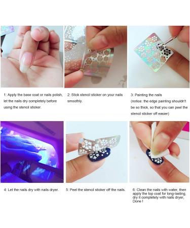 MwooT 288 Pieces Nail Vinyls Nail Stencils Sticker Sheets Set for Nail Art Design Tip Decals 24 Sheets with 96 Designs - Buy Online on GoSupps.com