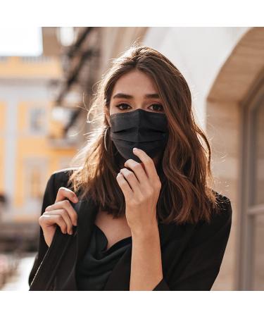 Assacalynn Disposable Face Masks 4 Layers - 2022 Upgrade, 50PCS Black Mask with White Inside - Breathable, Comfortable Flat Elastic Ear Bands - Pack of 50 - Buy Online on GoSupps.com