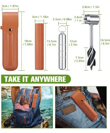 Survival Settlers Tool: Bushcraft Hand Auger Wrench for Camping - Wood Auger Drill Bit & Peg Maker Multi Tool with Sheath - Buy Online on GoSupps.com