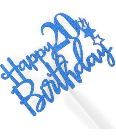 Tenhaisi Gilttery Navy Blue Happy 20th Birthday Cake Topper Cake Topper for 20th Birthday - Happy 20th Cake Topper Fabulous 20th Birthday Decoration - Buy Online on GoSupps.com
