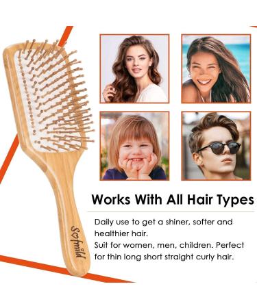 Natural Bamboo Paddle Hair Brush for All Hair Types | Eco-Friendly, Massaging Scalp, Promotes Hair Growth | 1 Count - Buy Online on GoSupps.com