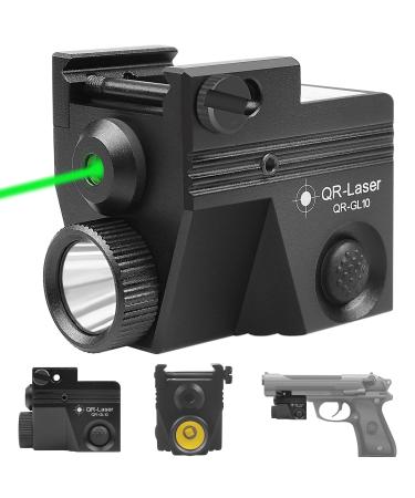 QR-Laser Green Laser Sight Gun Light Combo 500 Lumens Tactical Flashlight USB Rechargeable Picatinny Rail Strobe Function 500 Lumens for Pistols Handguns Upgraded GL10
