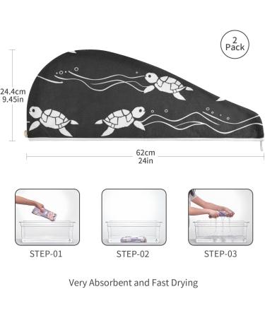 Buy Turtles Black Hair Towel 2 Pack - Super Absorbent Quick Dry Hair Turbans for Women & Girls - Buy Online on GoSupps.com