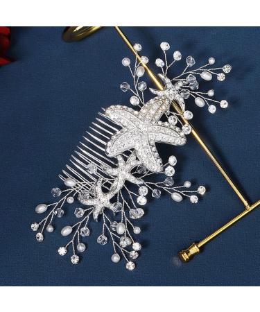 MAGICLULU Starfish Side Hair Comb Tiara Bride Hairpiece Wedding Headpiece Hair Combs for Wedding Beach Hair Accessories Wedding Hair Accessories for Brides Sweet Headband Bridesmaid Alloy - Buy Online on GoSupps.com