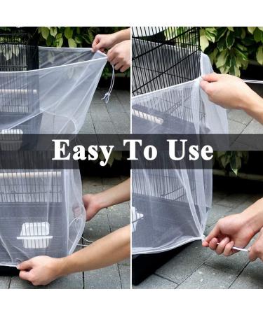 IAIGOGO 3 Piece Bird Cage Seed Catcher | Adjustable Nylon Mesh Parrot Skirt | Feather Guard for Square & Round Cages (2 Black + 1 White) - Buy Online on GoSupps.com