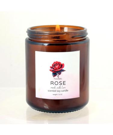 Rose Scented Candle - Soy Wax Aromatherapy with Crystals & Rose Petals | Perfect Stress Relief Gift for Women - Ideal for Birthdays & Anniversaries - Buy Online on GoSupps.com