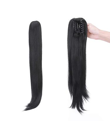 Buy High-Quality 55.8cm Dark Black Ponytail Extension - Realistic Wavy Braid Hair Piece with Bracket for Effortless Styling - Buy Online on GoSupps.com