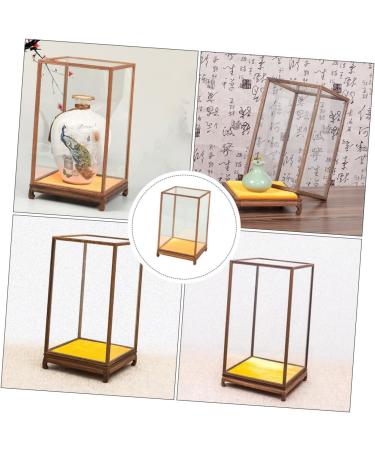 ORFOFE Box Wood Carving Glass Cover clear display stand buddha display stand Display Accessory toy shelf 17x12cm Assorted Color - Buy Online on GoSupps.com