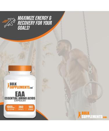 BulkSupplements Essential Amino Acids Capsules - 360 EAAs 180-Day Supply 2 Capsules/Serving - Premium EAA Supplement for Optimal Health - Buy Online on GoSupps.com