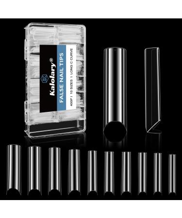 Kalolary Clear Extra Long C Curved False Nail Tips 400p Extra Long Nail Tips C/U Curve Half Cover False Nails French False Nail Tips with Box
