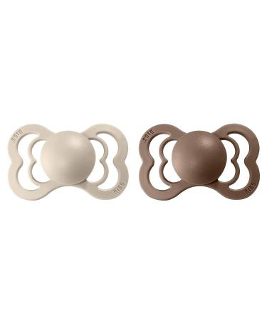 BIBS Supreme Collection Pacifiers - BPA-Free | Made in Denmark | Set of 2 Vanilla/Dark Oak | Size 6-18 Months - Buy Online on GoSupps.com