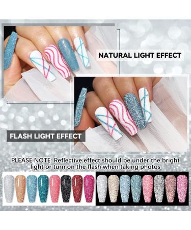 Supwee Reflecting Gel Liner Nail Art Set - 8 Colors Disco Glitter UV Gel Polish for DIY Nail Designs - Buy Online on GoSupps.com