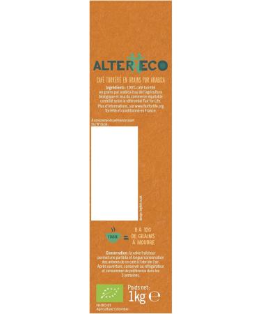 ALTER ECO - Coffee Beans - Organic Arabica Coffee from Colombia - Intensity 5 - Fair Trade - 1 kg - Buy Online on GoSupps.com