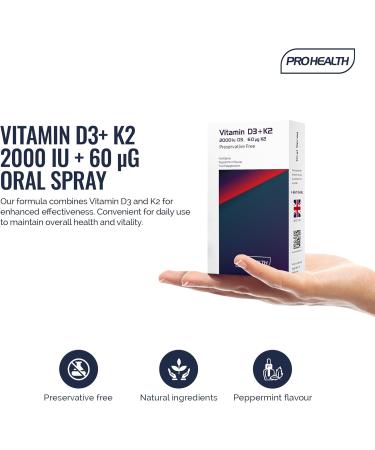 ProHealth Vitamin D3 2000 IU + K2 60 g Spray 4-Month Supply 2 000 IU D3 + K2 Spray - 4 Month Supply - Buy Online on GoSupps.com