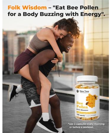 Bee Pollen 100 Vegetarian Capsules with Propolis - Organic Multivitamin for Men Women - Fermented Granules - Immune Energy Support - Non GMO Pregnancy Friendly 100 Count (Pack of 1) - Buy Online on GoSupps.com