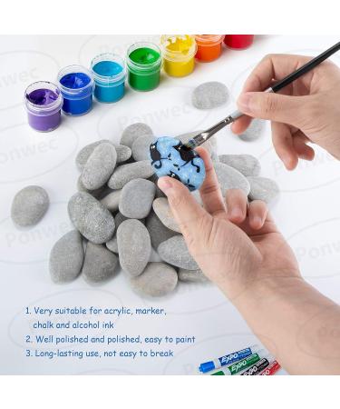Ponwec 40PCS Smooth Unpolished Craft Rocks for Painting - Assorted Sizes and Shapes for Kids Painting Arts and School Projects - Gray - Buy Online on GoSupps.com