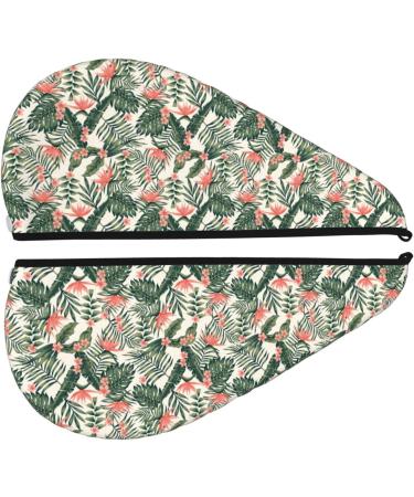 Hair Towel Wrap with Button - Quick Drying Towel Turban for Hair | Tropical Palm Trees Design - International Shipping Available - Buy Online on GoSupps.com