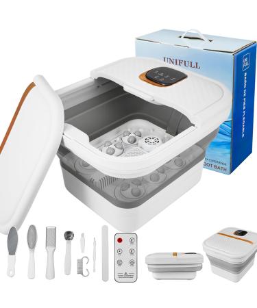 UNIFULL Collapsible Foot Spa Bath with Heat Motorized Massager Touch Screen Foot Pedicure Kit Temperature Control Pedicure Foot Spa Foot Bath