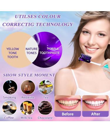 Purple Toothpaste for White Teeth | Teeth Color Corrector & Whitening Serum | Violet Toothpaste with Tongue Scraper - Buy Online Worldwide - Buy Online on GoSupps.com