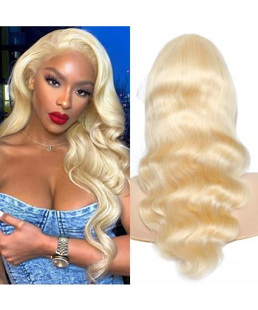 613 Blonde 20'' Body Wave Human Hair Lace Front Wig - Pre Plucked with Baby Hair, 150% Density, HD Transparent Brazilian Virgin Hair - Glueless Lace Frontal Wig for Women - Buy Online on GoSupps.com
