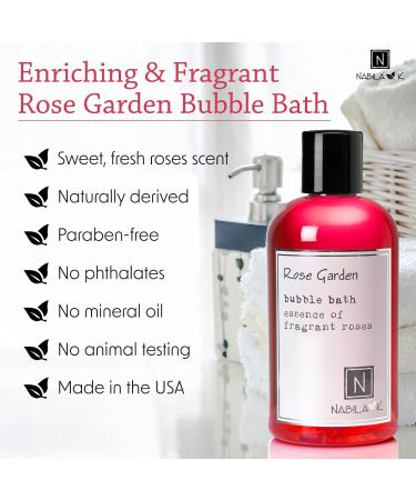 Nabila K Rose Garden Bubble Bath - All Natural & Tear-Free Formula for Sensitive Skin - Moisturizing Luxury Bath with Rose Essential Oils - 8oz for Women & Men - Buy Online on GoSupps.com