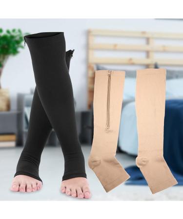 Zipper Compression Socks for Men & Women - Medical Class 2 Open Toe Stockings for Running & Sports - Skin S/M - Buy Online on GoSupps.com