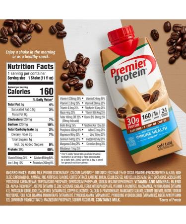 Premier Protein 30g High Protein Shake Caf Latte 11 Fluid Ounce (Pack of 15) - Buy Online on GoSupps.com